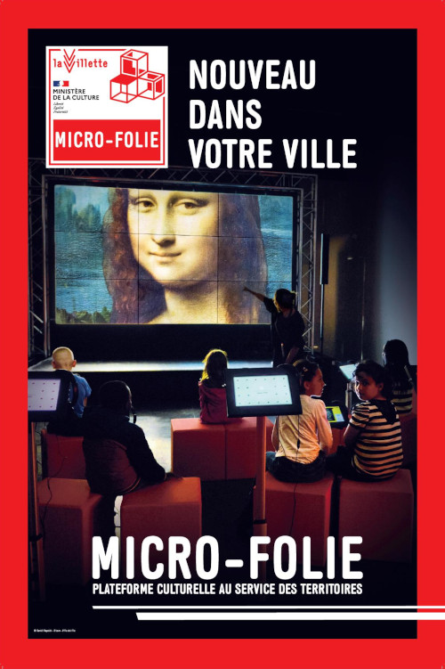 Affiche de promotion de la microfolie à la médiathèque La PAsserelle, Conerré